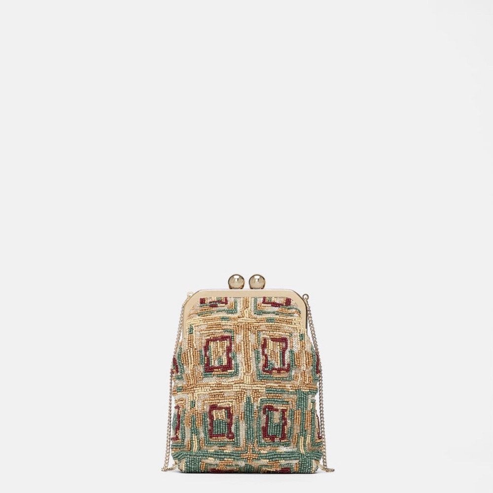 Zara Beaded Crossbody bag with clasp NWTS - Picture 3 of 7